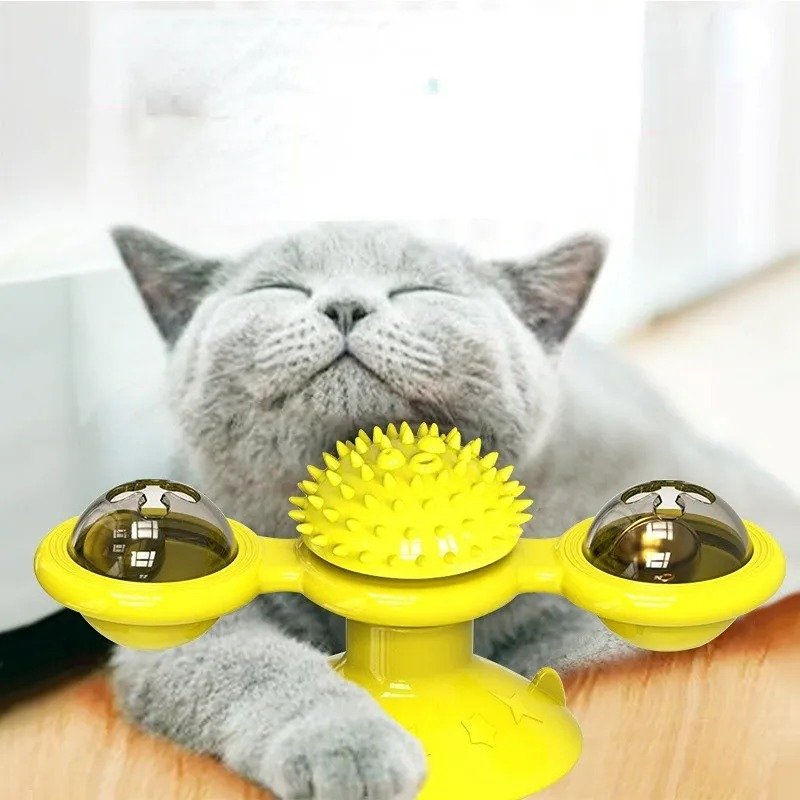Brinquedo Para Gato Interativo Gira Gira Moinho De Vento Pet Cor Azul - Imagem 3